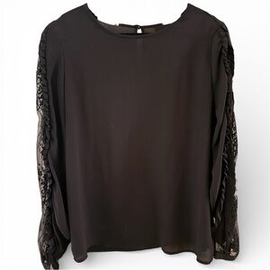 Who What Wear Black Lace Sleeve Blouse